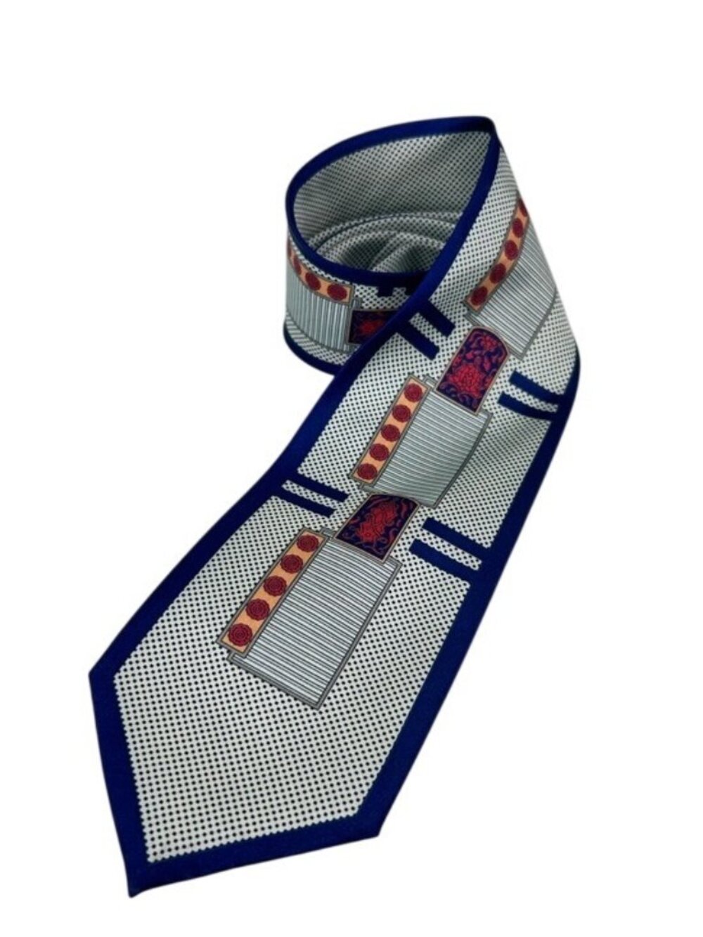 Claudio Nucci Men's Blue Geometric Patterned Tie Unique Made in Italy Business